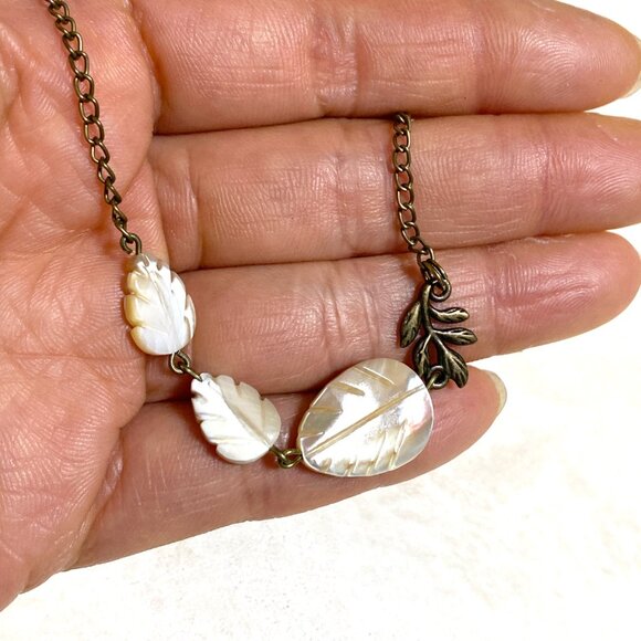 2/$20, Mother of Pearl Leaf Branch Bronze Necklace - Picture 13 of 13